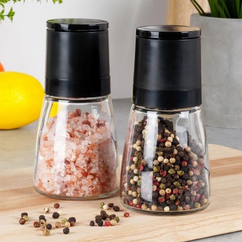 Młynek Ręczny do Pieprzu i Soli Szklany 13 cm 2 szt. Regulacja VILDE