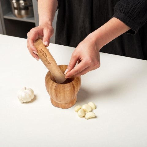 Moździerz Bambusowy Drewniany NAVA do Przypraw Pesto