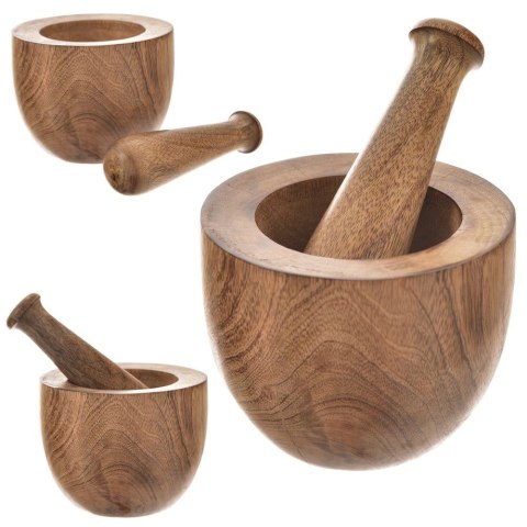 Moździerz do Ucierania Przypraw Drewniany z Tłuczkiem ORION 13,5x13,5x10cm