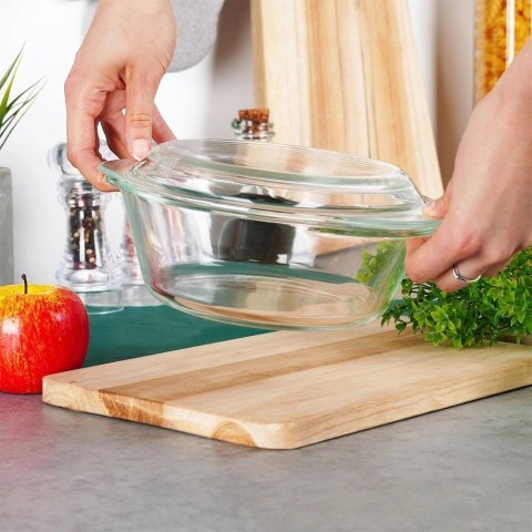 Naczynie Okrągłe z Pokrywką Szklane 1,4 L Borokrzemowe do Zmywarki VILDE