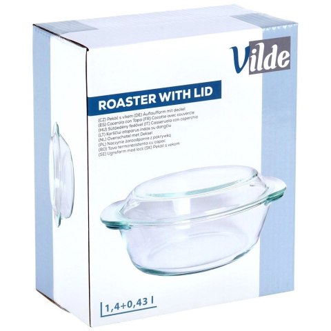 Naczynie Okrągłe z Pokrywką Szklane 1,4 L Borokrzemowe do Zmywarki VILDE
