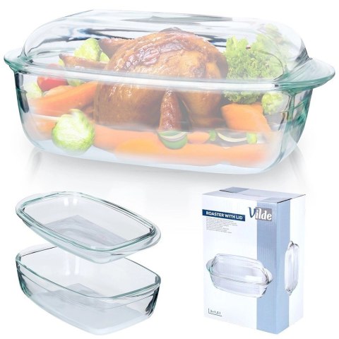 Naczynie Żaroodporne do Zapiekania z Pokrywką Szklane Solidne VILDE 3+1,5 L