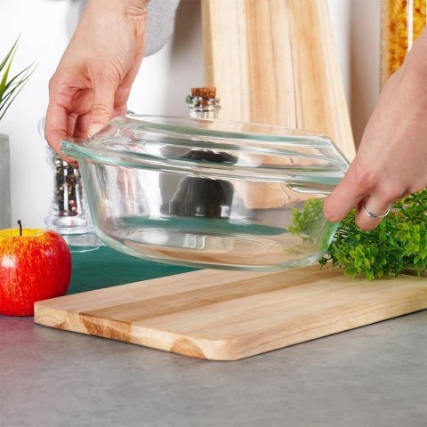 Naczynie Żaroodporne z Pokrywką do Pieczenia Szklane Małe VILDE 2 L + 750ml