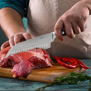 Nóż Santoku do Mięsa Ryb Owoców Stalowy Japoński Solidny MASTER 33 x 5 cm