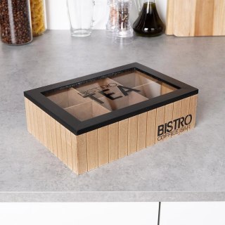 Organizer na Herbatę Drewniany 6 Komór VILDE Zamykany LOFT 24 x 16 cm