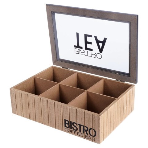 Organizer na Herbatę Drewniany 6 Komór VILDE Zamykany LOFT 24 x 16 cm