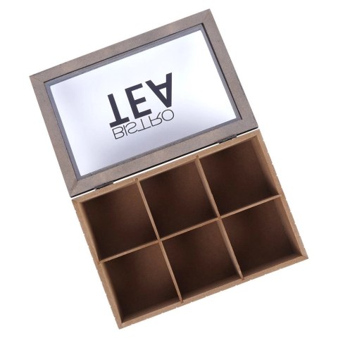 Organizer na Herbatę Drewniany 6 Komór VILDE Zamykany LOFT 24 x 16 cm