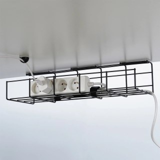 Organizer na Kable pod Blat Biurko Metalowy Czarny VILDE 43 x 17 x 10 cm
