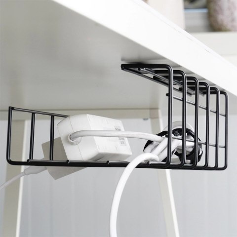 Organizer na Kable pod Blat Biurko Metalowy Czarny VILDE 43 x 17 x 10 cm