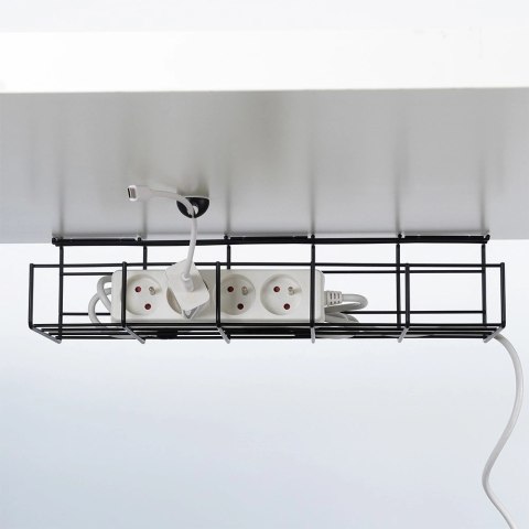 Organizer na Kable pod Blat Biurko Metalowy Czarny VILDE 43 x 17 x 10 cm