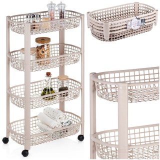 Organizer na Kółkach Beżowy EXCELLENT HOUSEWARE 4-Poziomowy 46x26x79 cm