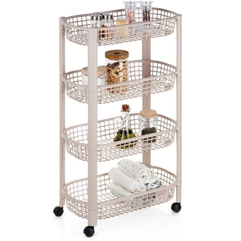 Organizer na Kółkach Beżowy EXCELLENT HOUSEWARE 4-Poziomowy 46x26x79 cm