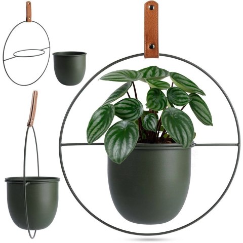 Osłonka na Doniczkę Wisząca Metalowa 30 x 30 cm HSC Zielona Loft
