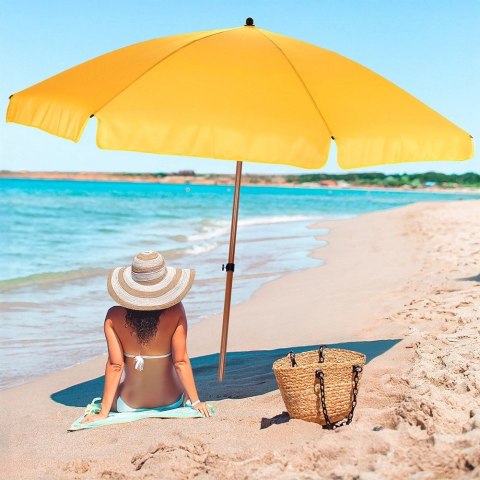 Parasol Plażowy Ogrodowy Stabilny Żółty Regulowany Składany AMBIANCE 200 cm