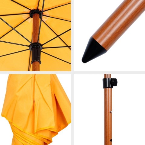 Parasol Plażowy Ogrodowy Stabilny Żółty Regulowany Składany AMBIANCE 200 cm