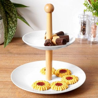 Patera Etażerka do Ciast Porcelanowa Biała 2-Piętrowa Houseware 27 cm