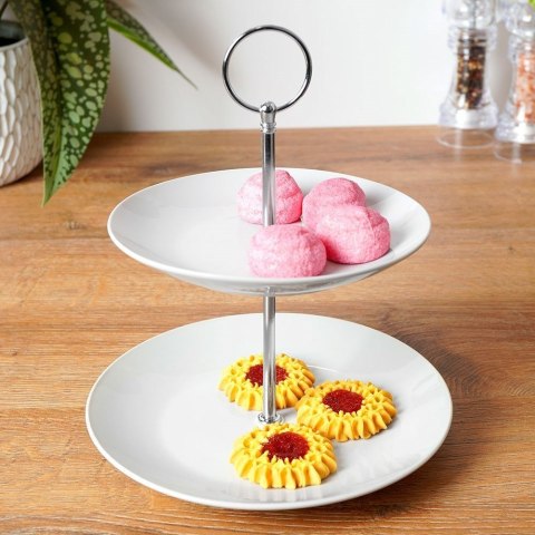 Patera Porcelanowa Biała 2-Piętrowa 21 cm