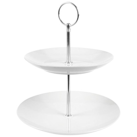 Patera Porcelanowa Biała 2-Piętrowa 21 cm