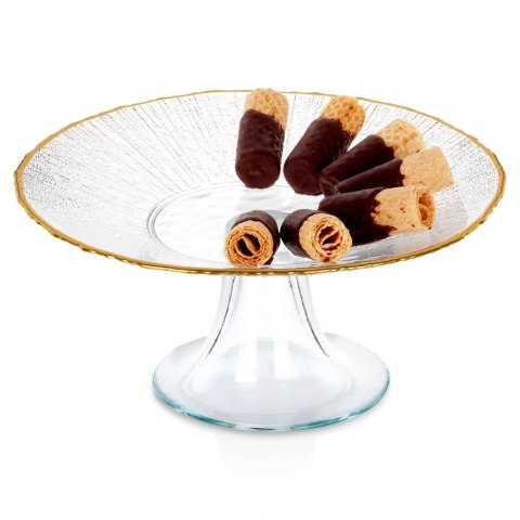 Patera na Nóżce Szklana Dekoracyjna na Tort Ciasta Ciasteczka ORION 21 cm