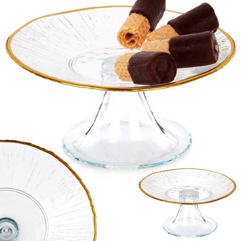 Patera na Tort Ciasto Przekąski Szklana na Nóżce Szklana ORION 15,5 cm