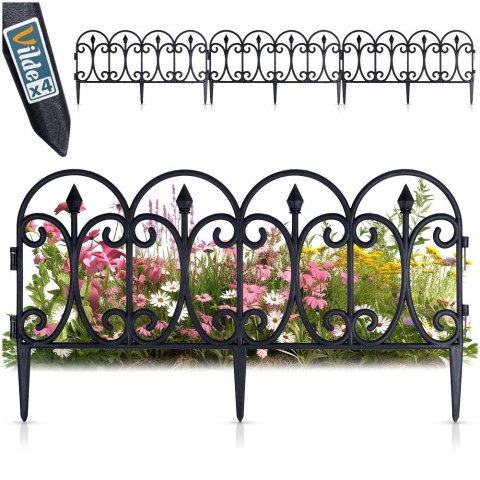 Płotek Ogrodowy Czarny 60 x 33 cm VILDE 4 szt. Obrzeże Palisada