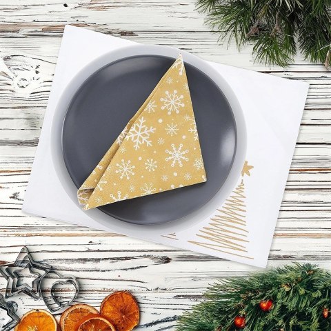 Podkładka na Stół Bawełniana Świąteczna 33,5 x 26 cm ORION Choinka Złota