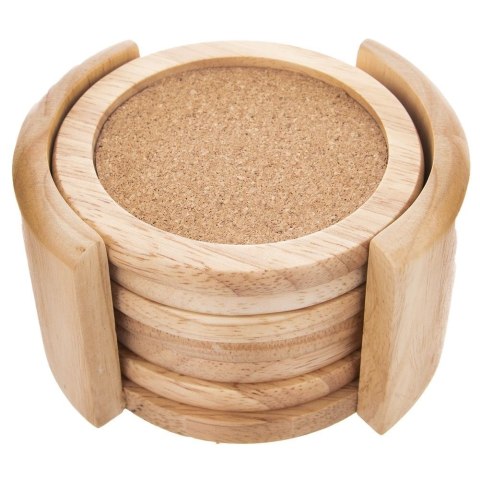 Podstawki pod Kubek Drewniane z Stojakiem ORION 6 szt.