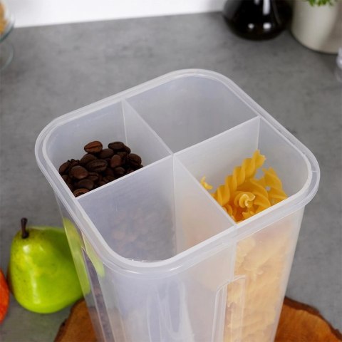 Pojemnik Dzielony z Dozownikiem 2,4 L EXCELLENT 4 Przegrody 23,5 x 13,5 cm