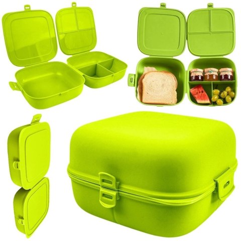 Pojemnik Lunchbox Dzielony 3 Komory 14 L VILDE z Klipsami 16 x 16 cm