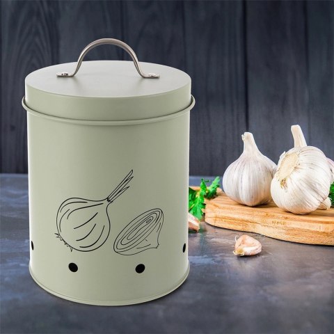 Pojemnik Metalowy na Czosnek 1,4 L ORION z Wentylacją 18,5 x 11,5 cm