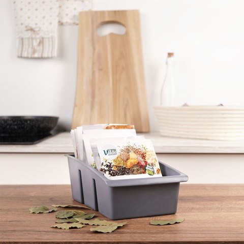 Pojemnik Organizer na Przyprawy Blat Kuchenny Pojemny VILDE Szary 25x15 cm