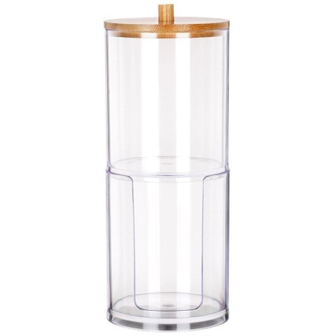 Pojemnik Patyczki Płatki 2-Poziomowy Bambus 7 x 18,5 cm VILDE z Podajnikiem