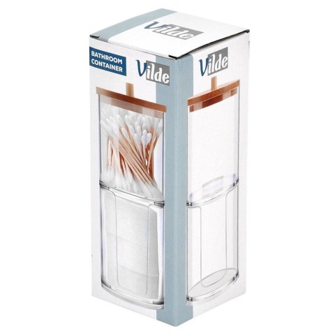 Pojemnik Patyczki Płatki 2-Poziomowy Bambus 7 x 18,5 cm VILDE z Podajnikiem