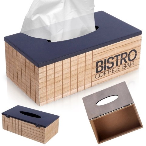 Pojemnik na Chusteczki BISTRO Loft 25 x 13,5 x 9 cm VILDE Czarno Drewniany