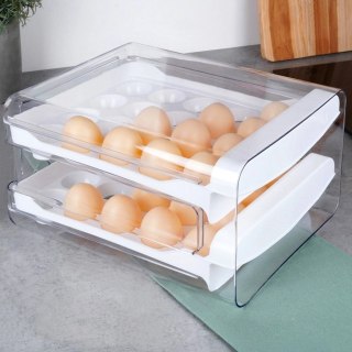 Pojemnik na Jajka 2-poziomowy Wysuwane Szufladki Biały VILDE 40 szt. Jajek