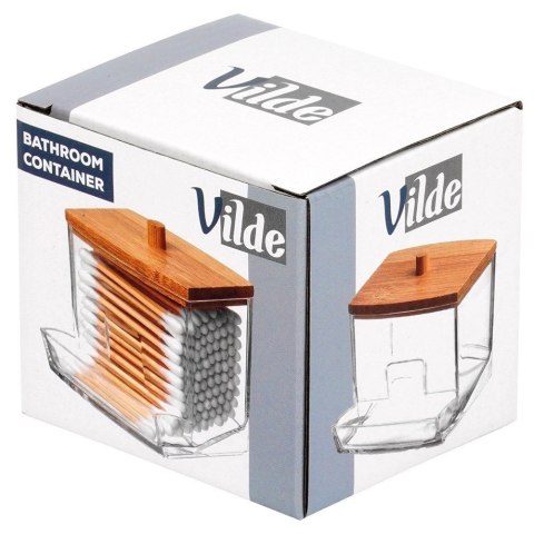 Pojemnik na Patyczki Bambus Podajnik 9 x 7 x 9 cm VILDE Drewniana Pokrywka