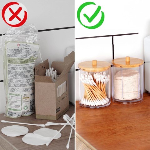 Pojemnik na Patyczki Płatki Bambus 2 szt. VILDE z Podajnikiem 7 x 10 cm