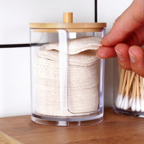 Pojemnik na Patyczki Płatki Bambus 2 szt. VILDE z Podajnikiem 7 x 10 cm