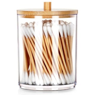 Pojemnik na Patyczki Płatki Bambus 7 x 10 cm VILDE z Drewnianą Pokrywką