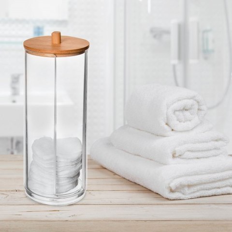 Pojemnik na Płatki Kosmetyczne Bambus 7 x 17,5 cm ORION z Podajnikiem