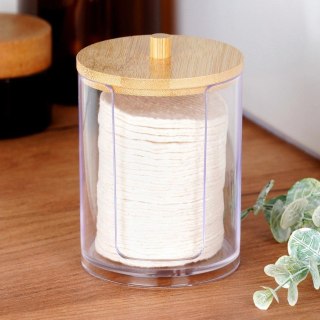 Pojemnik na Płatki Kosmetyczne Podajnik Bambus 7 x 10 cm VILDE z Pokrywką