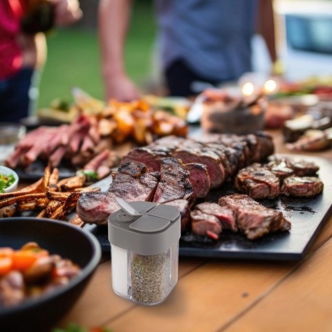 Pojemnik na Przyprawy 4 Przegrody ORION z Dozownikiem Naklejki 8,5 x 6,5 cm