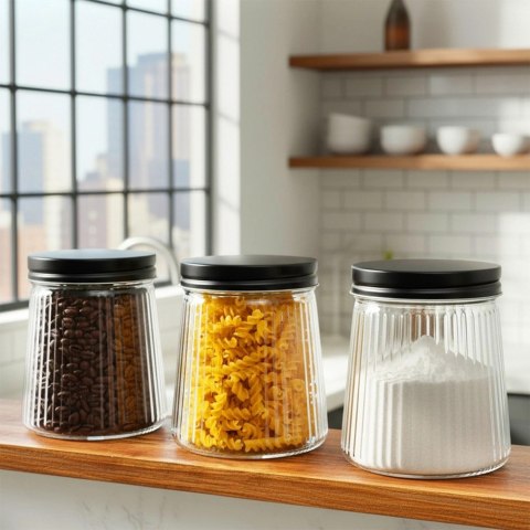 Pojemnik na produkty sypkie szklany z pokrywką 700 ml