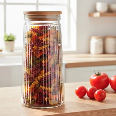 Pojemnik na produkty sypkie szklany z pokrywką i uszczelką 1,4 l
