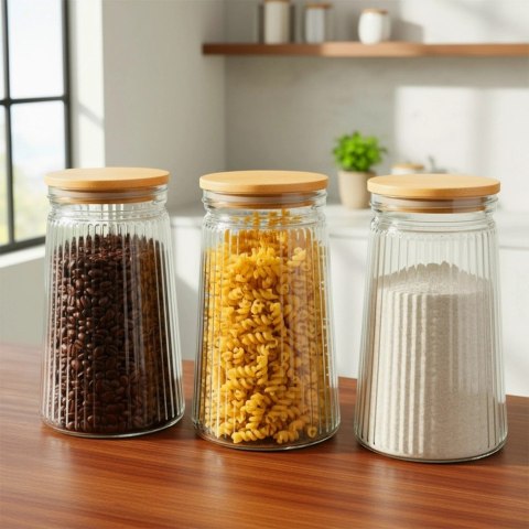 Pojemnik na produkty sypkie szklany z pokrywką i uszczelką 1 l