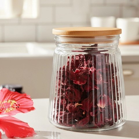 Pojemnik na produkty sypkie szklany z pokrywką i uszczelką 700 ml
