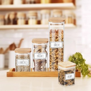 Pojemnik Szklany Kwadratowy Sypkie 320 ml ORION z Uszczelką 12,5 x 6 cm