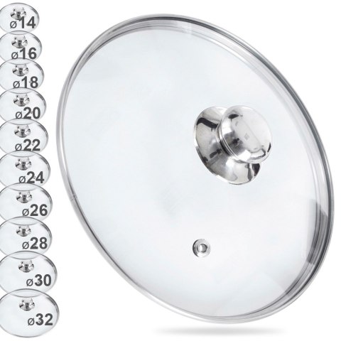 Pokrywka Szklana Duża Żaroodporna Odpowietrznik 30 cm ORION do Garnka