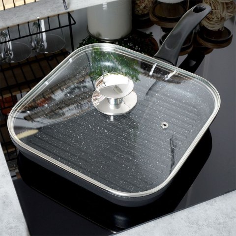 Pokrywka do Garnka Patelni Szklana Żaroodporna Kwadratowa ORION 27 x 27 cm