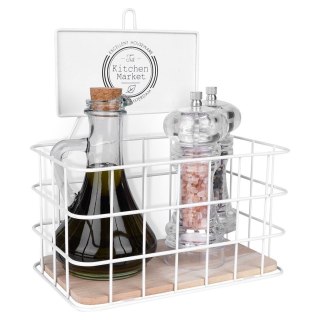 Półka Kuchenna Metalowa Biała Dekoracyjna Wytrzymała ORION 21x12,5x24 cm